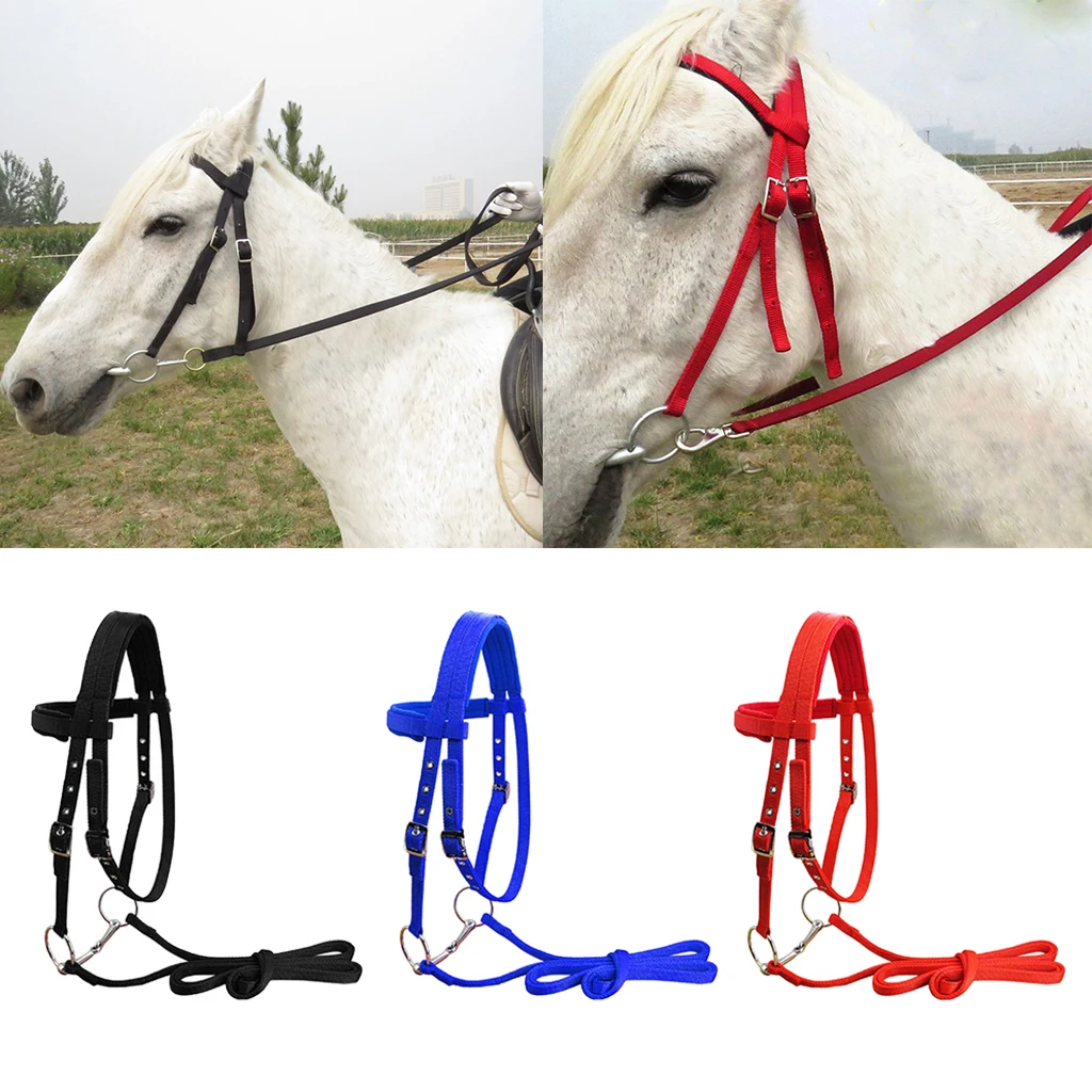 3 Pack Horse Bridle Rein Harness Headstalls Removable Snaffle Nylon Webbing