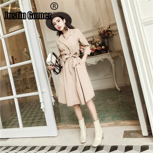 

Turndown Collar Double-breasted Long Trench Coat Women Fashion Especially Women's Winter Coat Outerwear Autumn Woman Clothes
