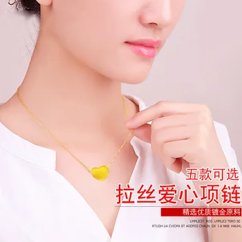 

MHXFC Wholesale European Fashion Woman Female Party Wedding Gift Heart Apple Bead Bean Real 18KT Gold Pendant Necklace NL117