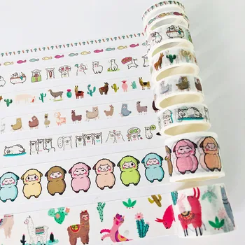 

8 Rolls /Box Kawaii Happy Alpaca Washi Masking Tape Album Scrapbooking Decoration