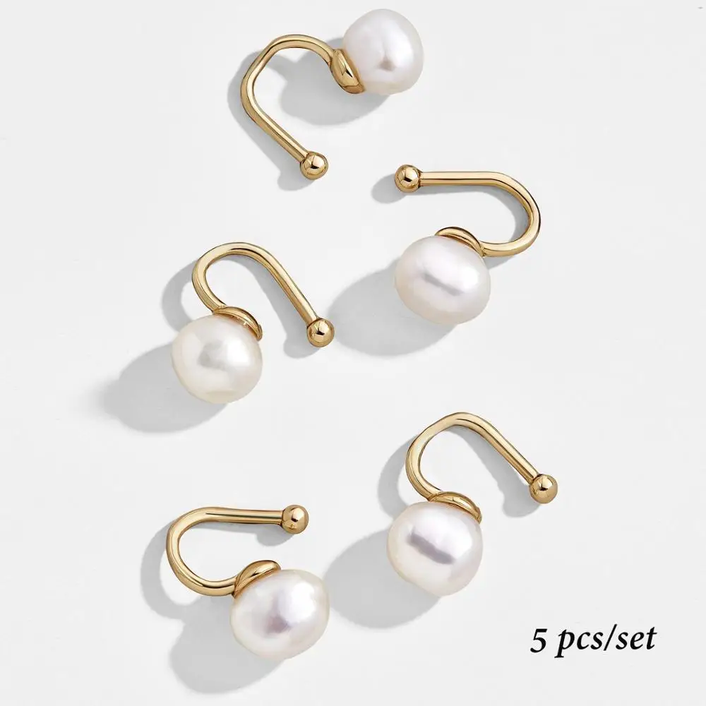 

Sloong Latest BA New 5pcs/set Pearl Ear Cuff Stackable Cuff Earrings Set for Women