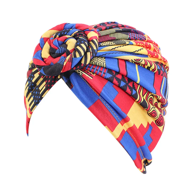 hair clips for fine hair New fashion Women African pattern flower turban Muslim Turban headscarf headwrap Ladies Chemo Cap Soft Comfortable cotton Hat hair clips