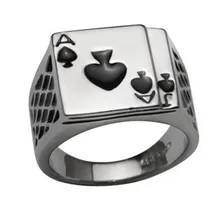 2020 männer der Ring Vintage Persönlichkeit Spades EIN Herz Geformt Poker Ringe Für Männer Schmuck Silber Farbe männlichen Ring(China)