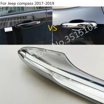 

Car Cover Protect Detector Stick Frame Lamp Trim ABS Chrome Car Door Handle Armrest 8pcs For Jeep Compass 2017 2018 2019 2020