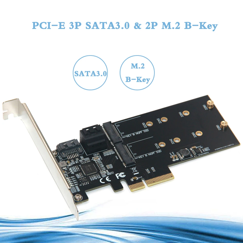 SATA Raid контроллер SATA Raid M.2 PCI Express Raid Card 2 порта SATA3.0 6 Гбит/с+ 2 порта M.2 NGFF SSD B Ключ Поддержка RAID0 RAID1 AHCI
