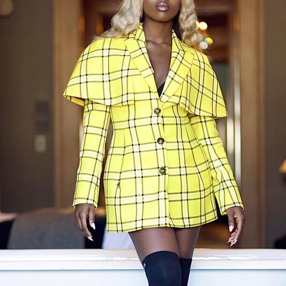 yellow plaid dress bodycon