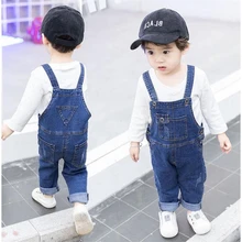 Детский джинсовый комбинезон для девочек; сезон весна; длинные комбинезоны для мальчиков; обтягивающие штаны; Осенняя повседневная одежда в Корейском стиле для От 1 до 5 лет