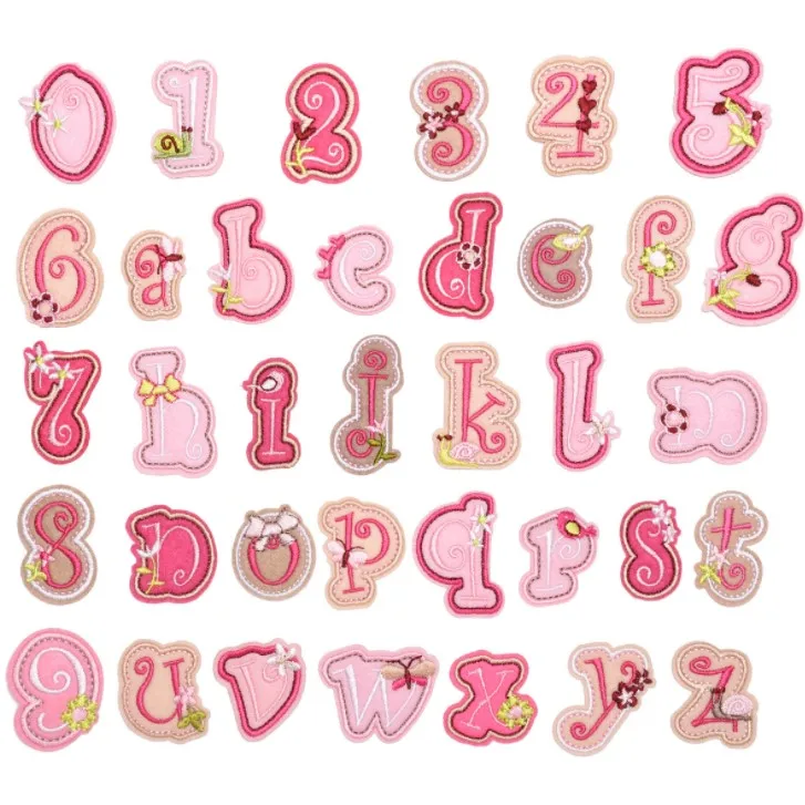 

Pink Letters Patch Alphabet Embroidered Applique Diy Letters Sticker Kids Clothes Pattern Decal Sewing Name Badge Patch