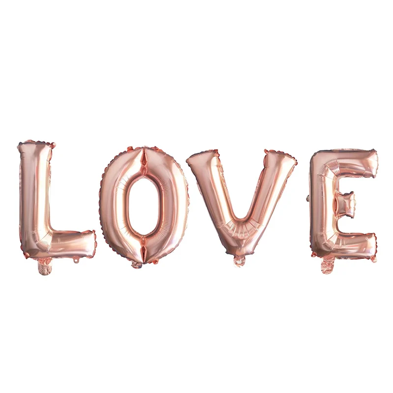 4 шт. 16/32 дюйма из розового золота с надписью LOVE Фольга шарики свадебные украшения