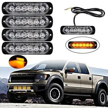 

Car Flexible Warning Strobe Work Waterproof Strobe Light Led Flashing Light Car Ultra Slim 6 LED Car Strobe Flash Lights