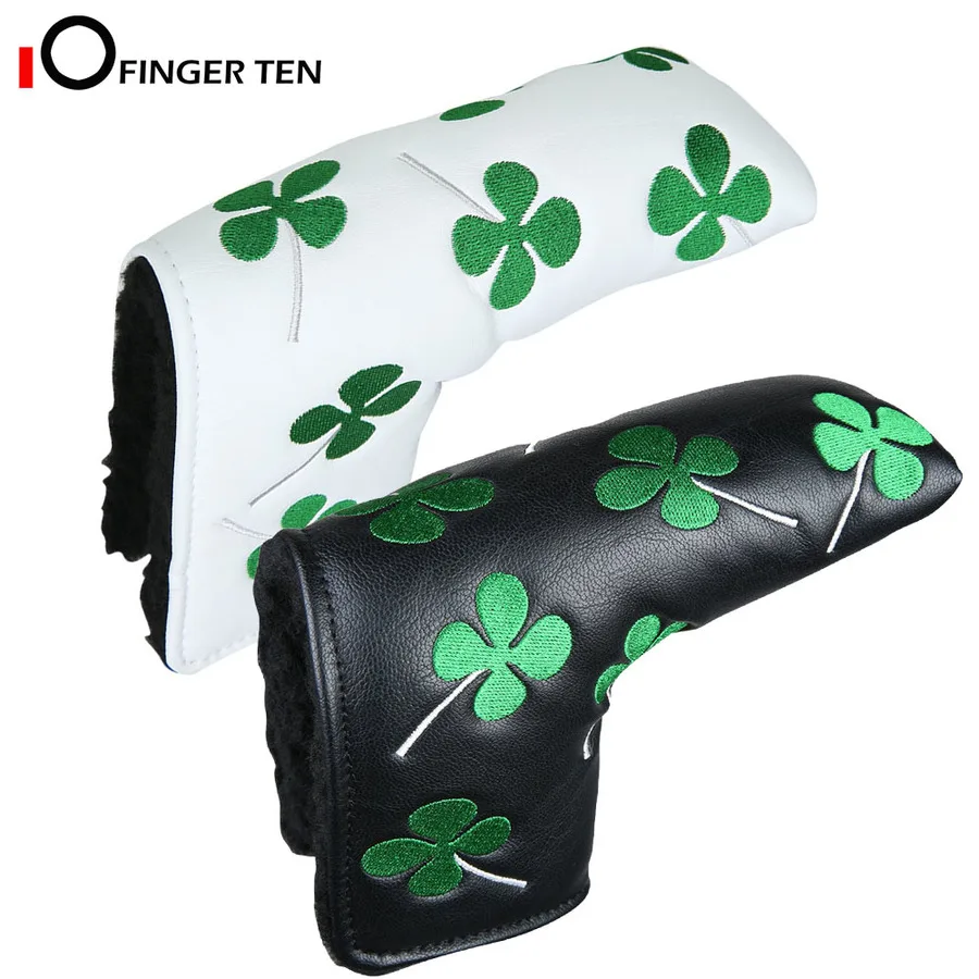 Shamrock Lucky Clover Golf Putter Head Cover Headcover Blade Black