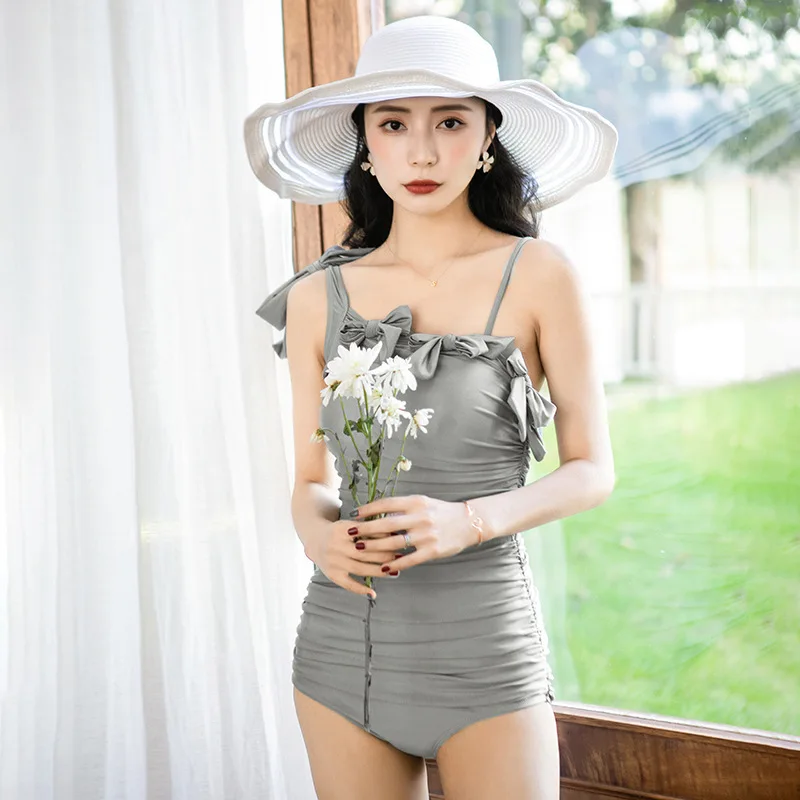 Swimsuit One Piece Women Bathing Suits Woman 2019 Swimwear Solid Swimming Costume Sexy Bikini Ins Korean Red Hot Spandex Sierra