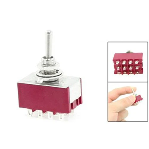 

Hot Sale 6A/125VAC 2A/250VAC 12 Pin 4PDT ON/ON 2 Position Mini MTS-402 Toggle Switch
