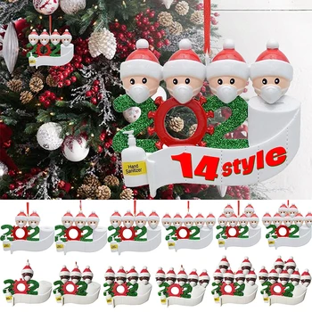 

Christmas Ornament Personalized Survivor Family Resin Decorations Masked Hand-washed Christmas Tree Hanging Pendant