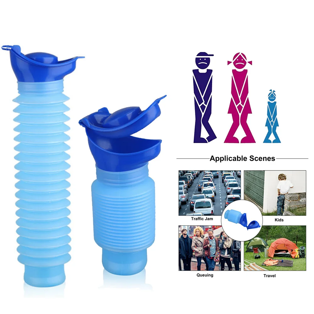 750ML Pocket Toilet Shrinkable Urinal Blue Unisex Leakproof |
