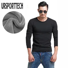 Men Underwear Shirt O-Neck Winter Bodysuit Mens Warm Thermal Undershirts Plus Velvet Basic Top Man Cotton Undershirt Tshirt Male