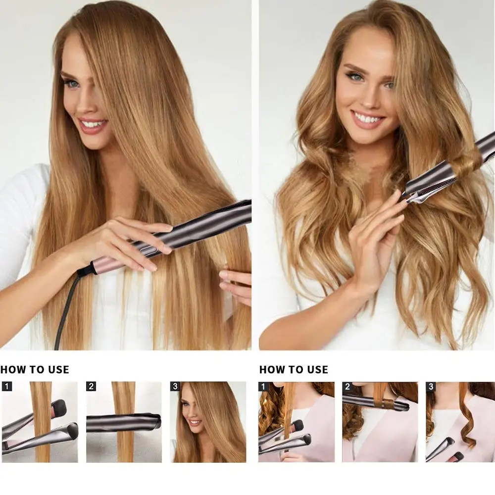IRUI Professional 2 in 1 hair curler and straightener in one Twist curling iron barber salon flat irons styler Tourmaline cerami