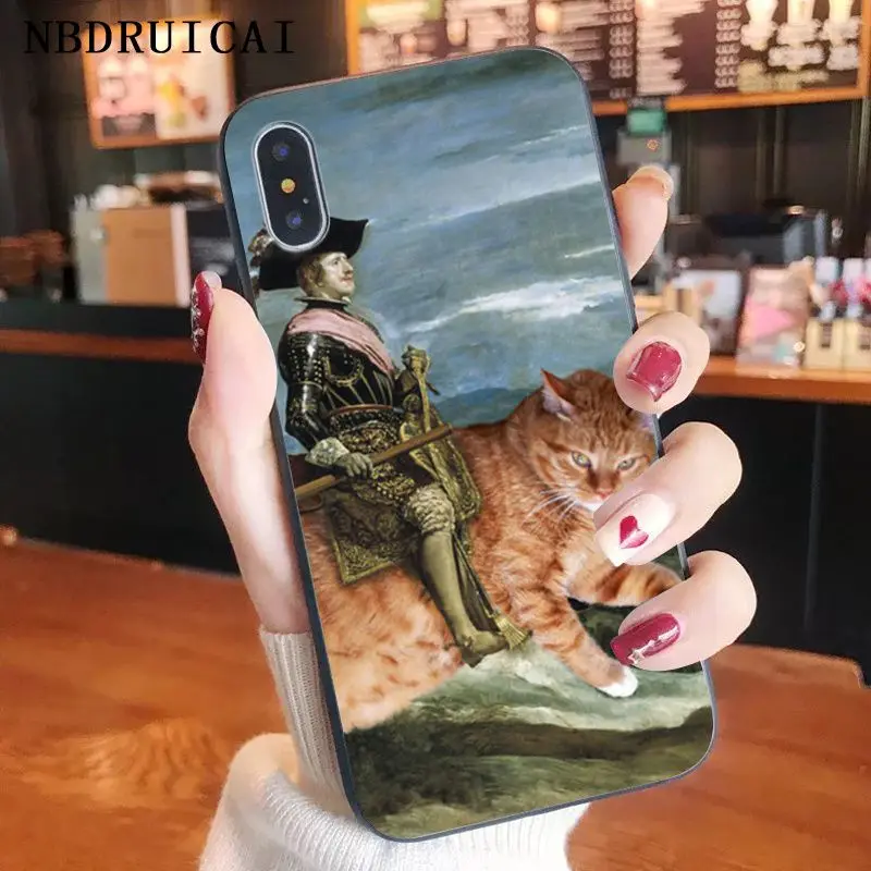 Fun5S Funny Cartoon Phone Case Leonardo da Vinci Mona Lisa Pat Cat