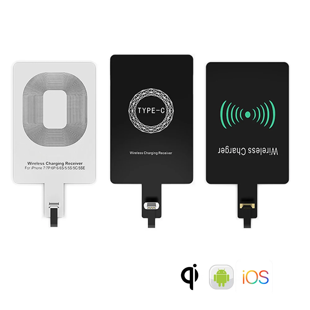 

For Iphone 6 7 Plus Universal Charging Receiver Fast Qi Wireless Charger Receiver Adapter Pad Coil For Micro Usb Type-c Phone