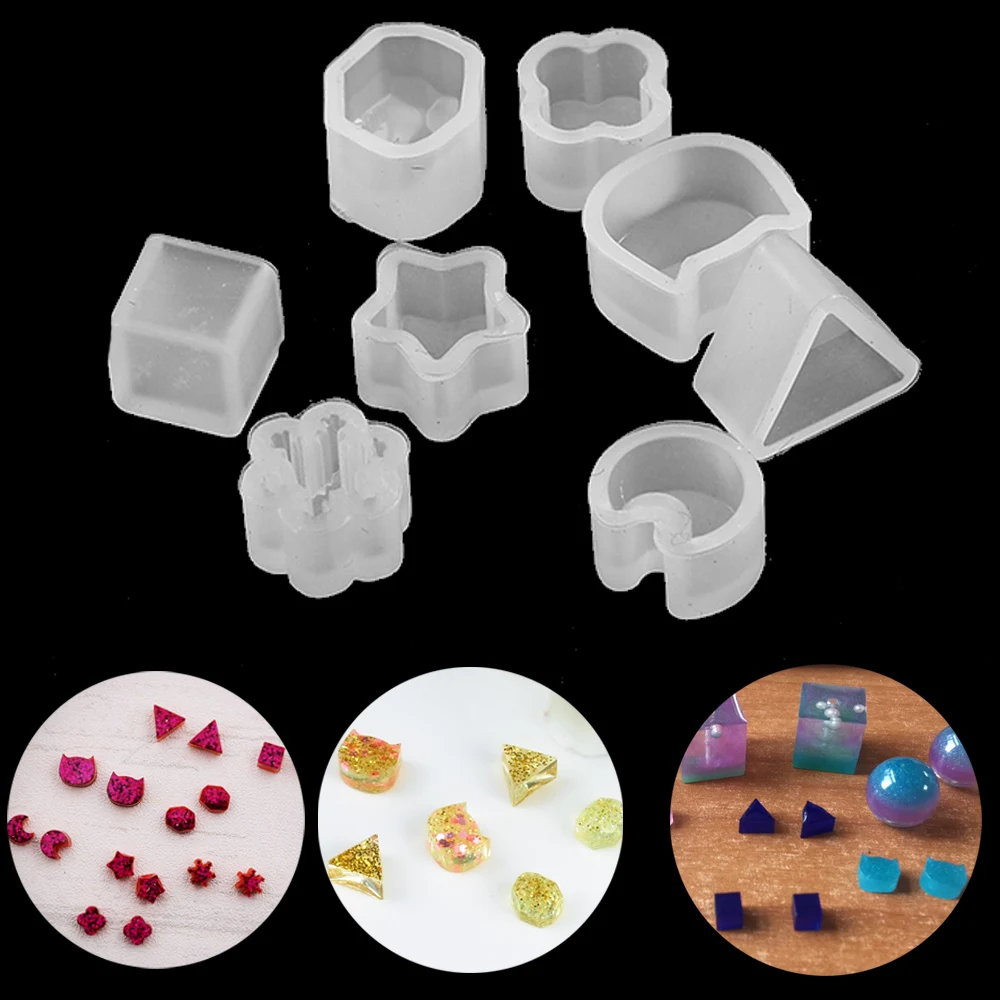 

16pcs/set DIY Silicone Ear Stud Earring Mold Jewelry Pendant Epoxy Resin Casting Mould Making Tool Craft Decorative