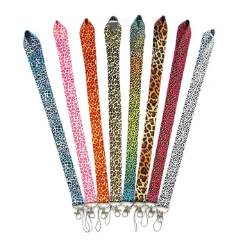 

Leopard Printed Long Neck Strap Rope Cord For Cell Phone ID Card Badge Tag Document Holder With Keychain Keyring