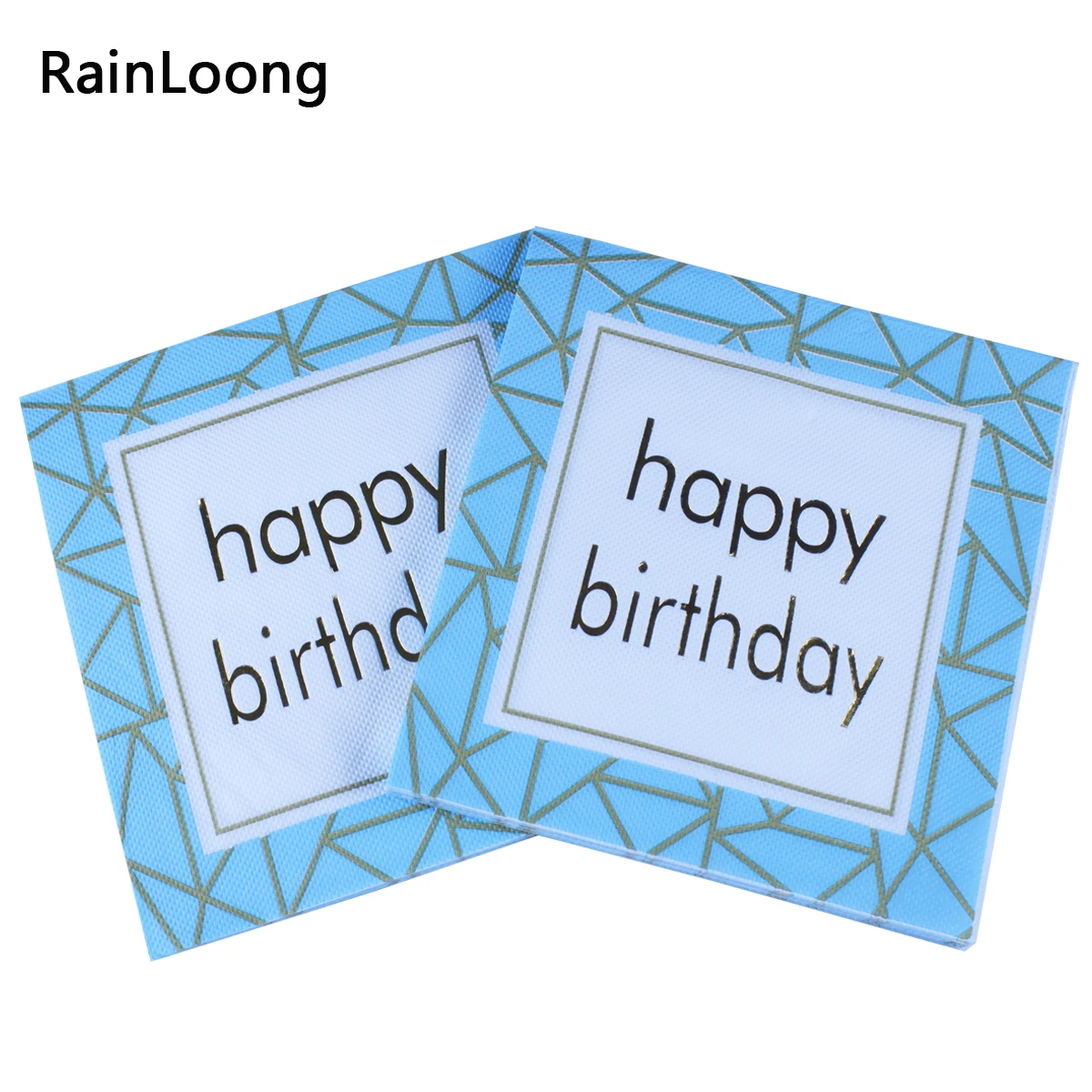 

[RainLoong] Happy Birthday Gold Silver Foil Paper Napkins Tissue Serviettes For Party Decoration 33*33cm 2 Plys