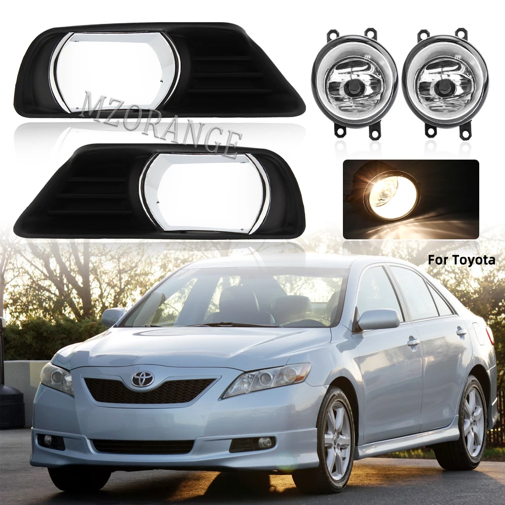 New For TOYOTA CAMRY XLE Bumper Fog Light Lamp Bezels Grille Set Fits 07-09 