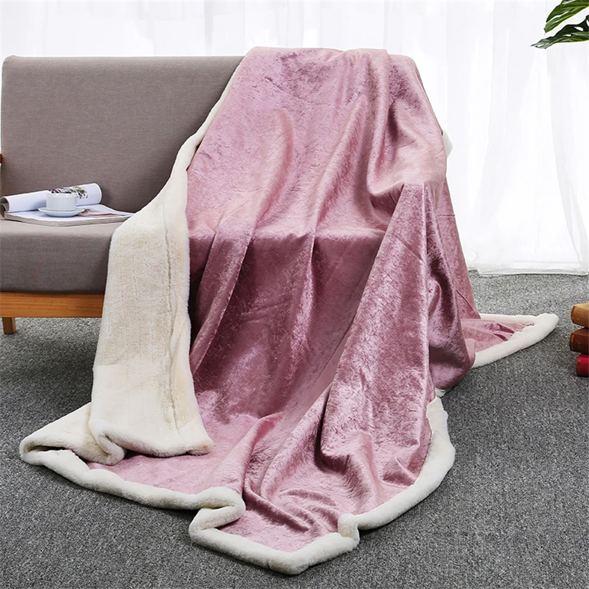 Однотонное Флисовое одеяло с кроличьей шерстью, супер мягкое клетчатое покрывало для дивана, зимнее теплое постельное белье, легкое мытье, одеяло из искусственного меха s