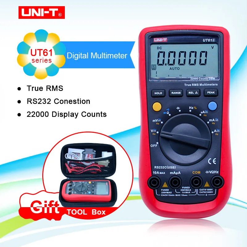 Цифровой мультиметр с коробкой EVA Φ UT61E True RMS Автоматический диапазон UT61A/B/C/D