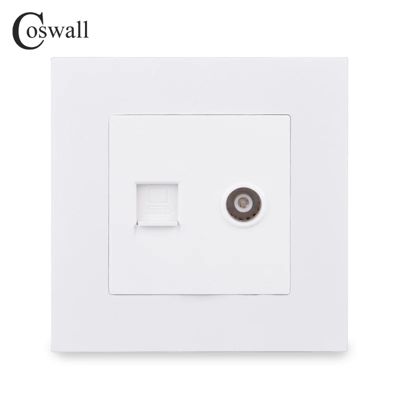 Настенная розетка COSWALL в простом стиле гнездо для телевизора с CAT5E RJ45