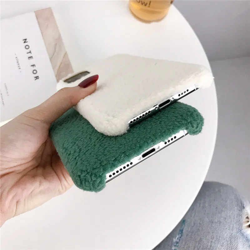 KJOEW плюшевый теплый пушистый чехол для iPhone 11 Pro 2019 X XR XS Max 7 8 6 6s Plus однотонный