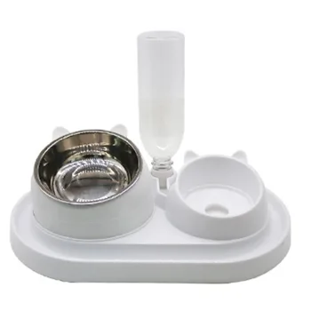 

protection cervical spine automatic drinking dog bowl double-bowl design cat tray with side drain rounded pet products
