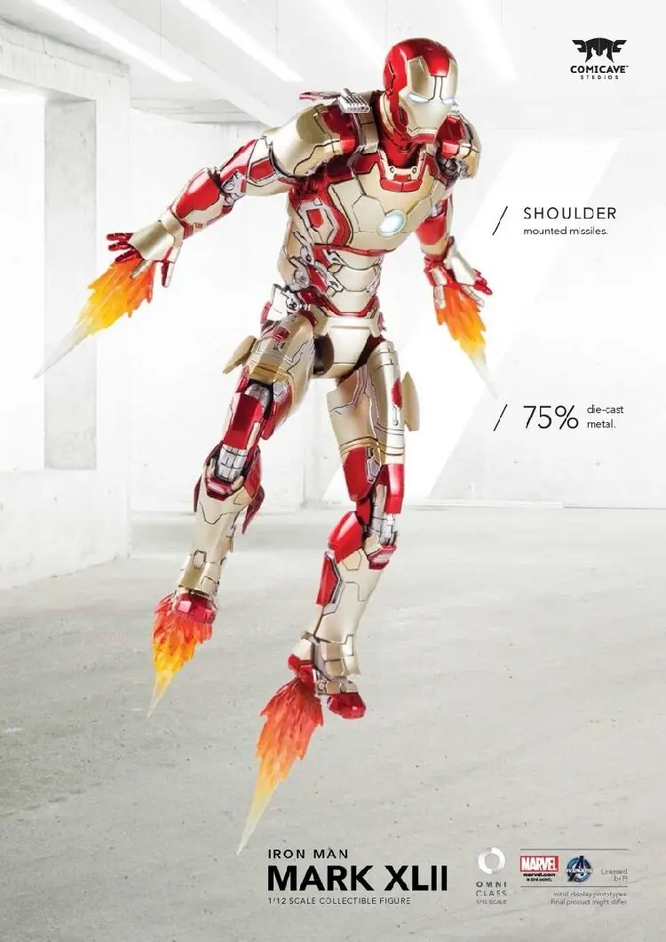 Comicave 1/12 Scale Super Alloy Iron Man MK42 Action Figure With Sofa Sets Model 