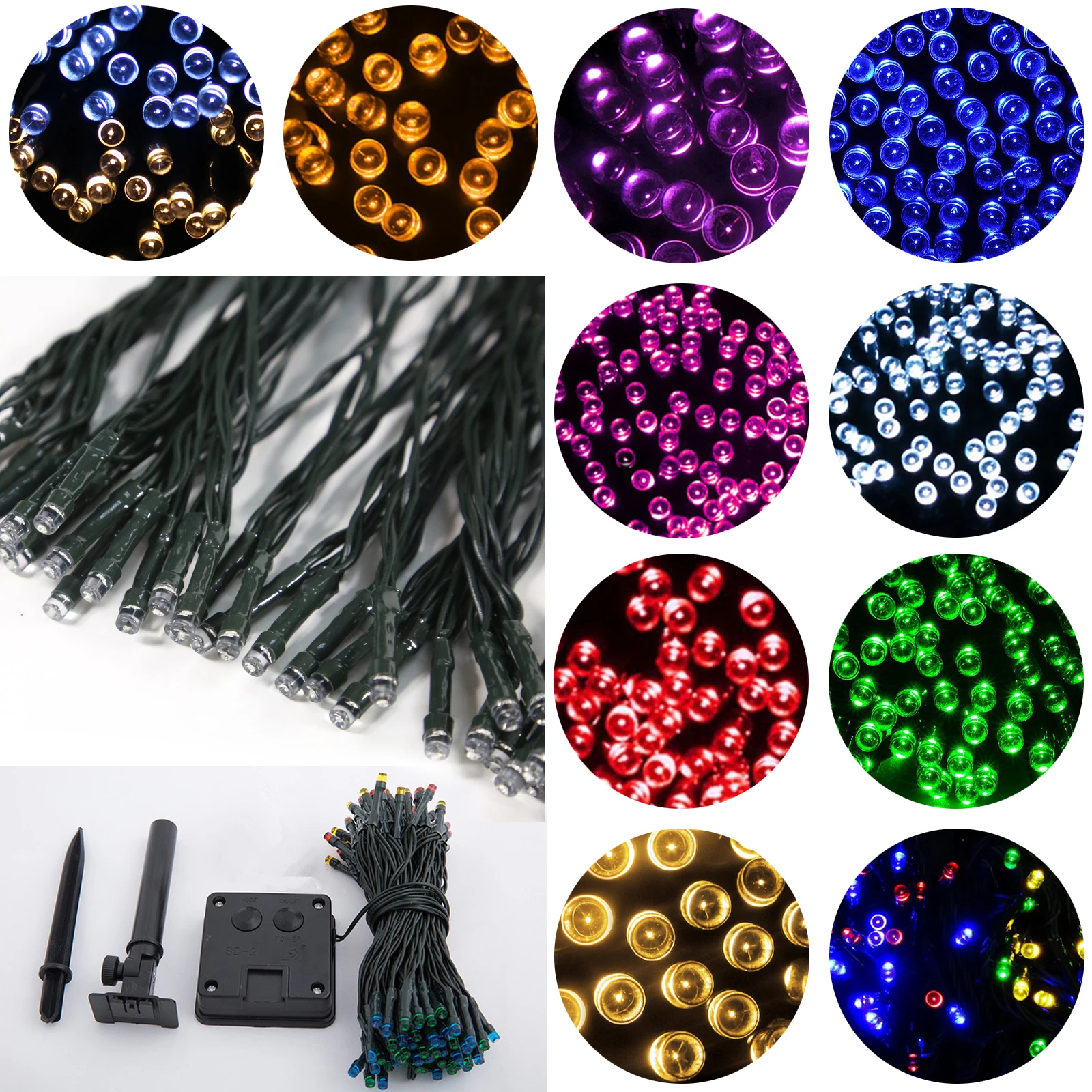 Solar power LED String Light Wedding Decorative Ambiance Light Sensor Control Waterproof outdoor Party home Decor 60-200LED D30