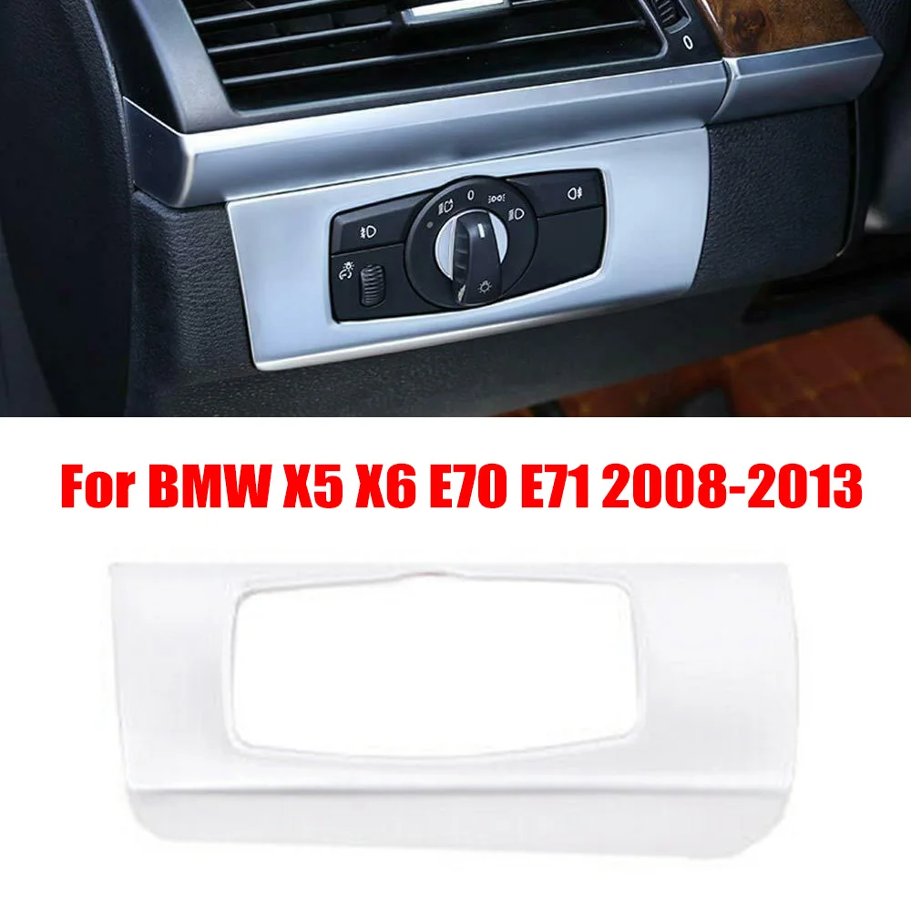 4 шт. накладка на кнопки переключения фар ABS хром для BMW X5 X6 E70 E71 2008 2013 серебро