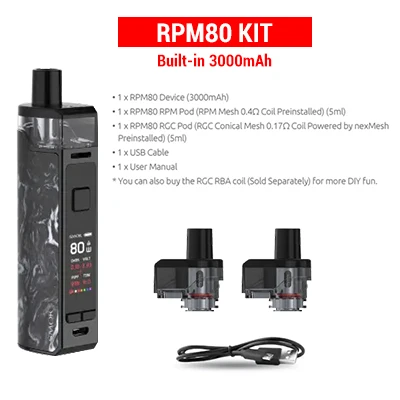 SMOK Vape RPM80 Pro комплект сигарет электронная сигарета стручка 5 мл картридж электронная сигарета испаритель RPM80 3000 мАч батарея VS RPM40 - Цвет: Black White  RPM80