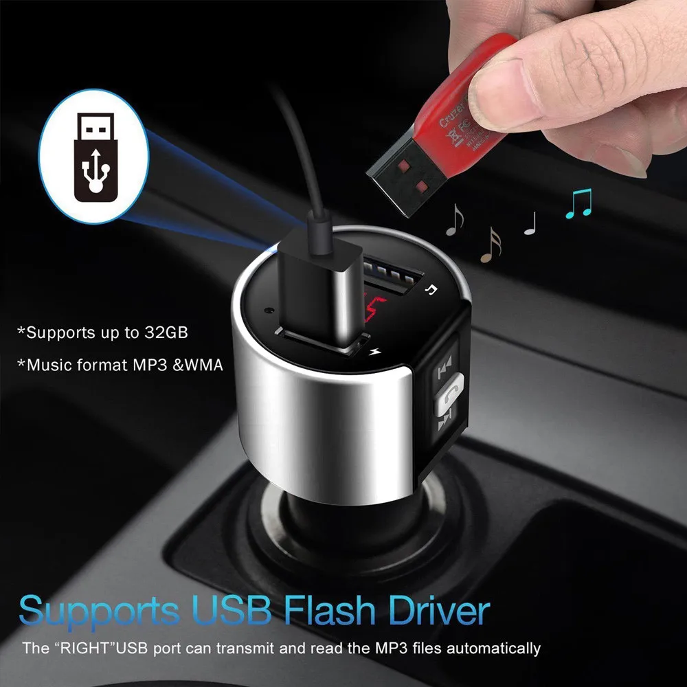 Автомобильный Bluetooth MP3 плеер FM беспроводной передатчик 5 В/1204 А двойной USB ЖК