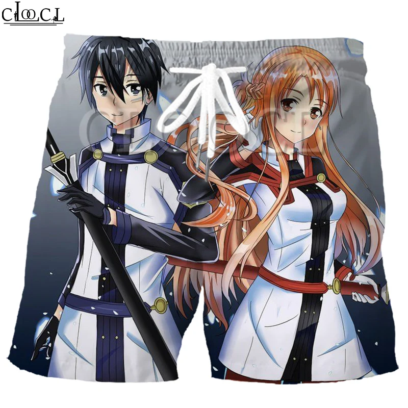 CLOOCL Japanese Anime Sword Art Online Fashion Shorts 3D Print Harajuku Elastic Waist Casual Short Pants | Мужская одежда