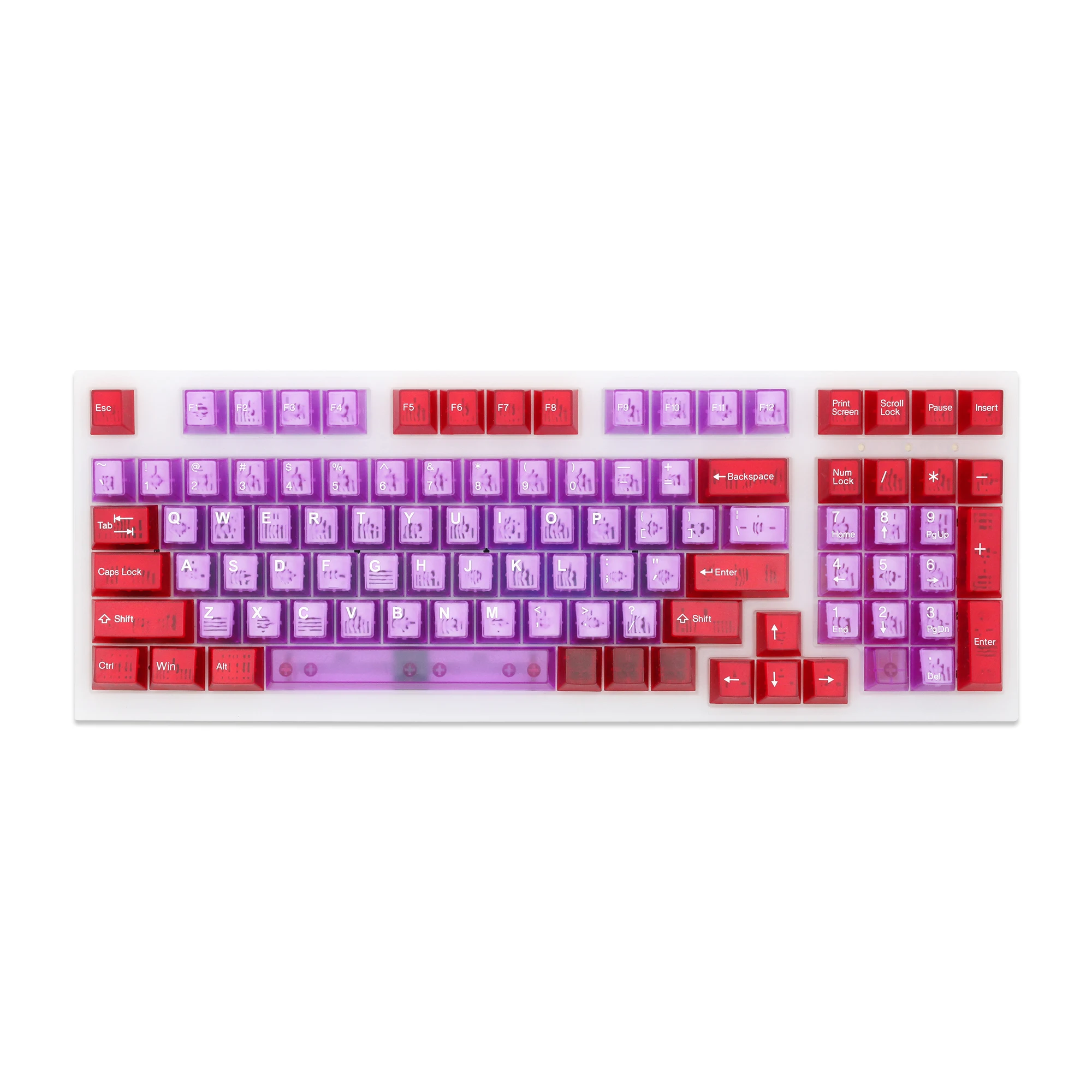 Taihao-atomic Roxo Cúbico Abs Doubleshot Keycap tipo Cúbico Translúcido para Teclado Mecânico Cor Vermelha