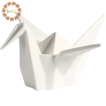 

China White Paper Crane Origami Crane Figurine Ornaments Home Stylish Living Room Table Art Decoration Ceramic Crafts X'max Gift
