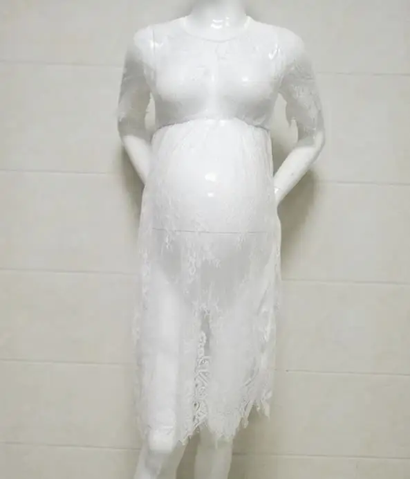Элегантное кружевное платье для беременных фотография, Длинные Макси платья для беременных, одежда с оборками, платье для беременных, для фотосессии - Цвет: White