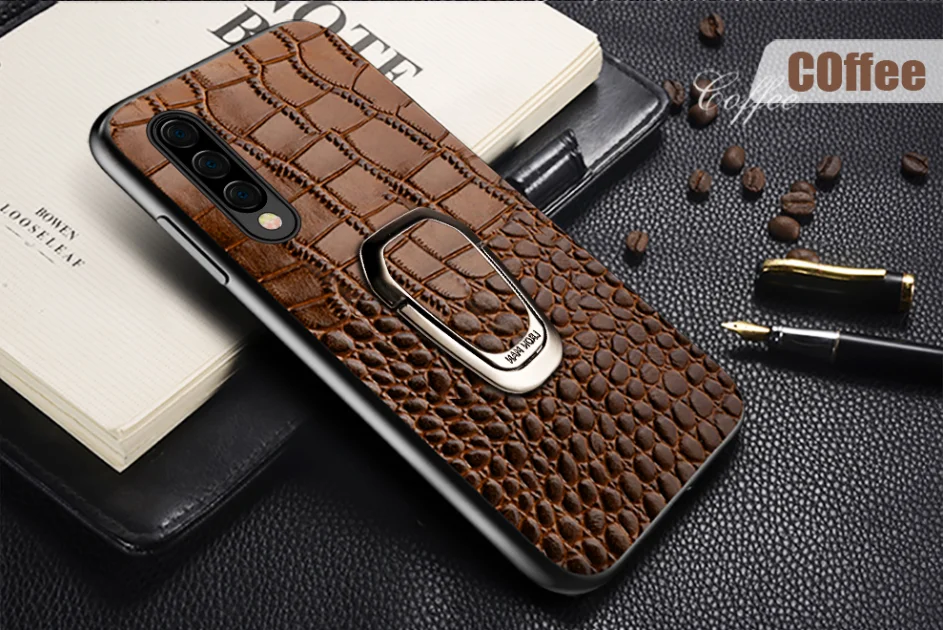 Кофе De Luxo Textura de Crocodilo Case Telefone móvel Para For samsung galaxy A50 A70 A40 A20 Note 8 9 10 S8 S9 S10 plus phone caser - Цвет: Кофе