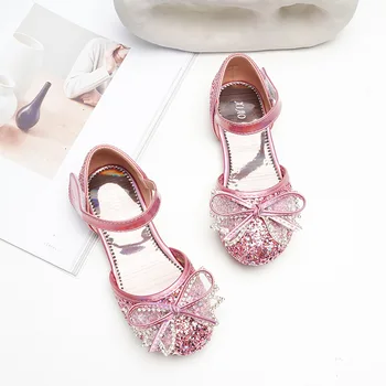 

Spring Children Shoes 2020 Girls Princess Dance Sandals Kids Shoes Sequins Leather Fashion Girls Party Dress Wedding Shoes D494