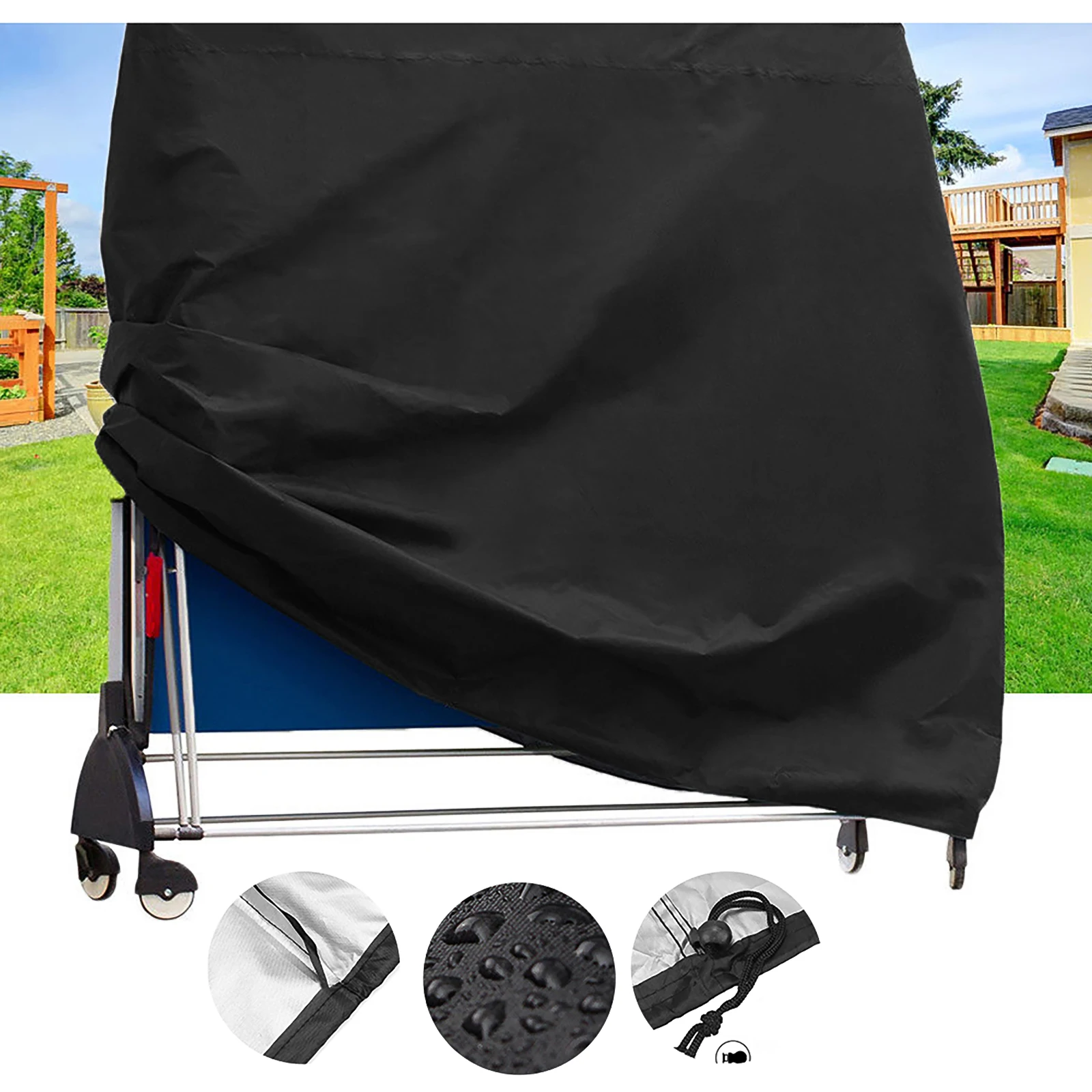 Outdoor Folding Ping Pong Table Cover Black Waterproof Antidust