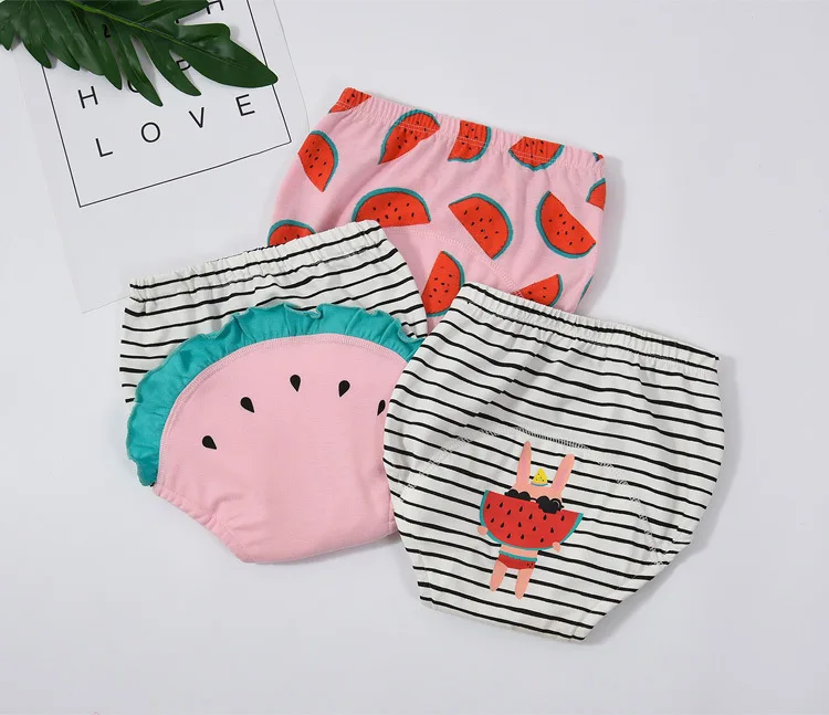 Red watermelon 3 шт. Многоразовые Детские тренировочные брюки для новорожденных Водонепроницаемая брюки Малыш горшок нижнее бельё для девочек комплект одежды для новорожденного мальчика и девочки, подгузники для плавания подгузник трусики - Цвет: Red watermelon