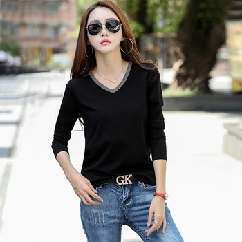 

2019 New casual ladies fashion explosion long-sleeved T-shirt beautiful affordable
