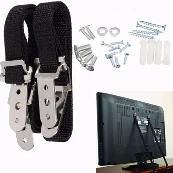

2Pcs/lot Baby Safety Strap TV Furniture Wall Anti-Tip Straps Flat Screen Anti-reverse Anchor for Child Protection Lock Black