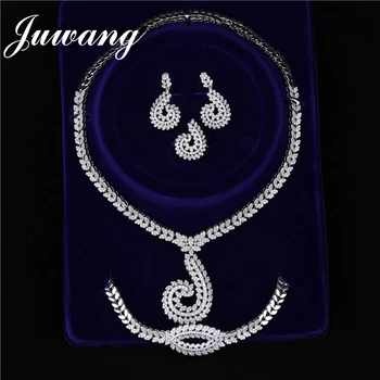 

JUWANG AAA Cubic Zirconia Dubai Jewelry Sets Clear Rhinestone Bisuteria Jewellery Parure Bijoux Femme Mariage Joyeria Mujer