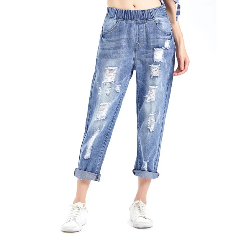 Ripped Jeans Tampa Mall For Women High Waist Size Light Softener Plus Max 58% OFF Loose