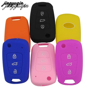 

jingyuqin Silicone Flip Folding Car Key Cover For KIA Sid Rio Soul Sportage Ceed Sorento Cerato K2 K5 Remote Case Protection